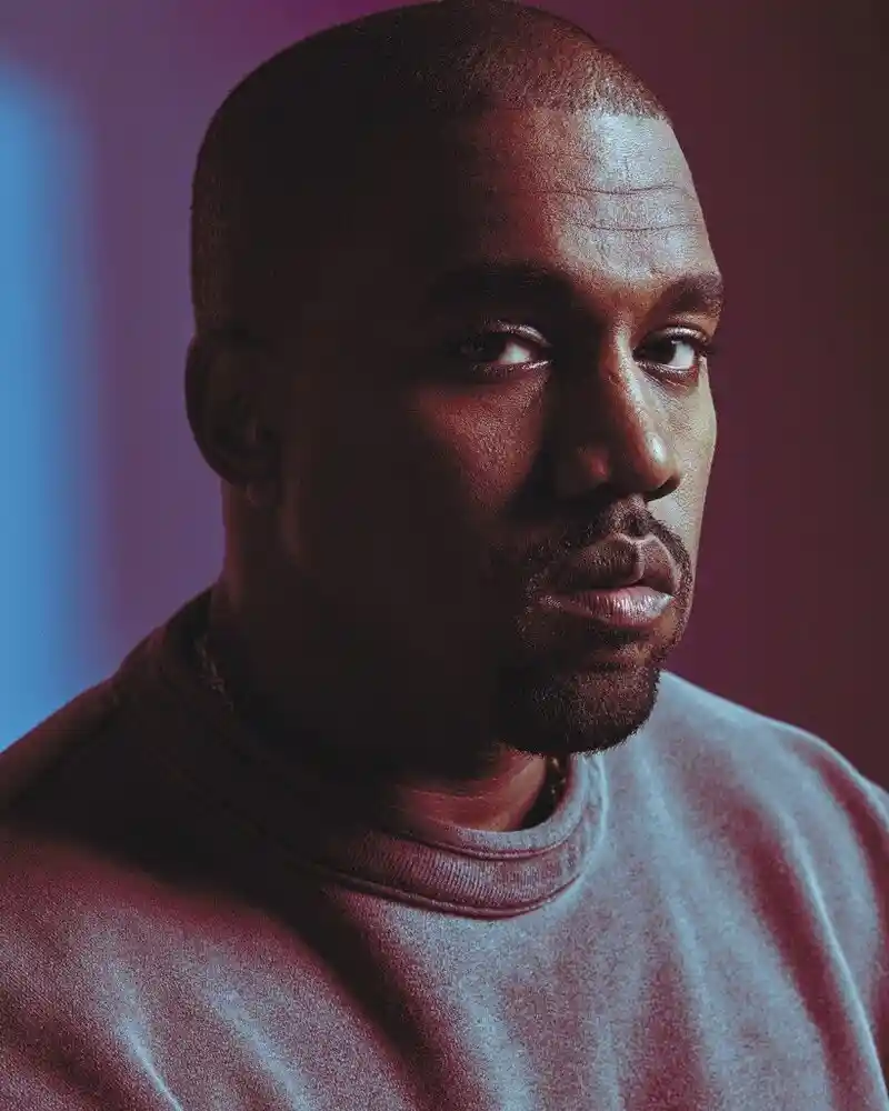 Kanye West in a black outfit promoting Donda 2 album