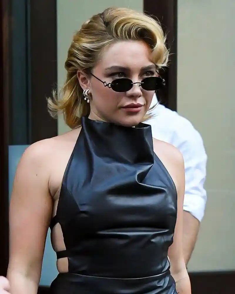 Florence Pugh at a press conference promoting her latest film