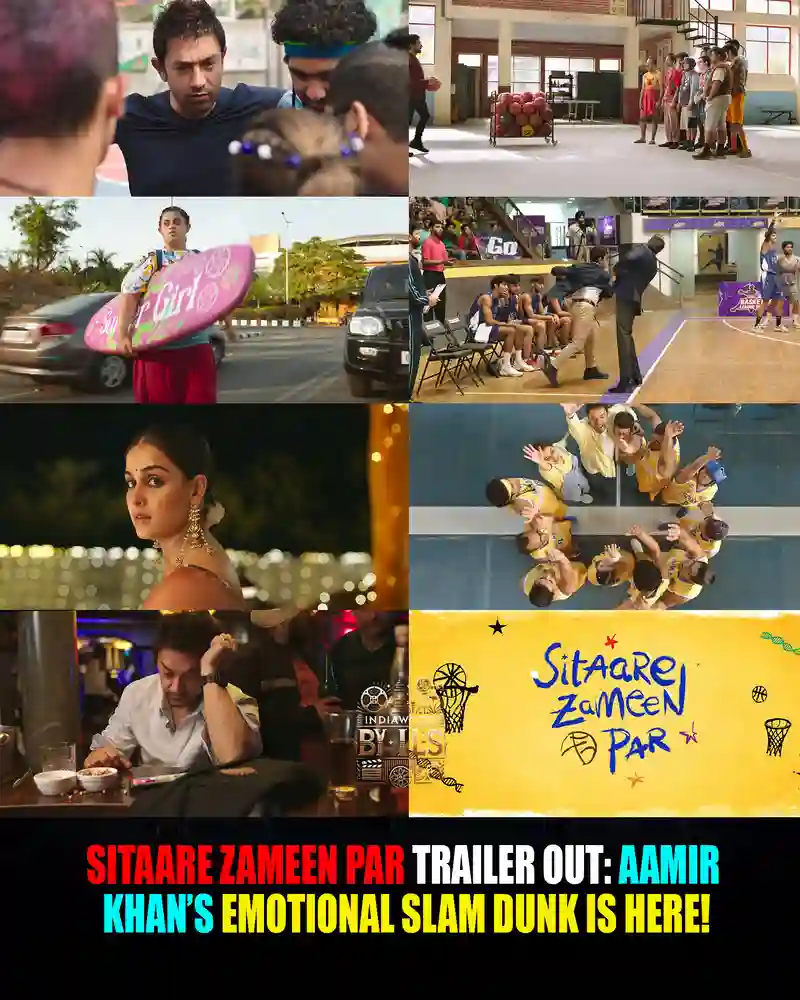 Cast of Sitaare Zameen Par playing basketball on court